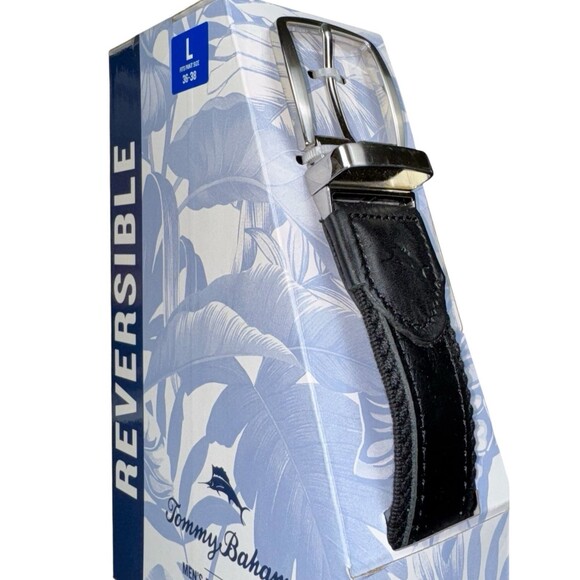 Tommy Bahama Mens Reversible Fabric Belt With Leather Overlay Size Large 36-38 - Picture 2 of 7